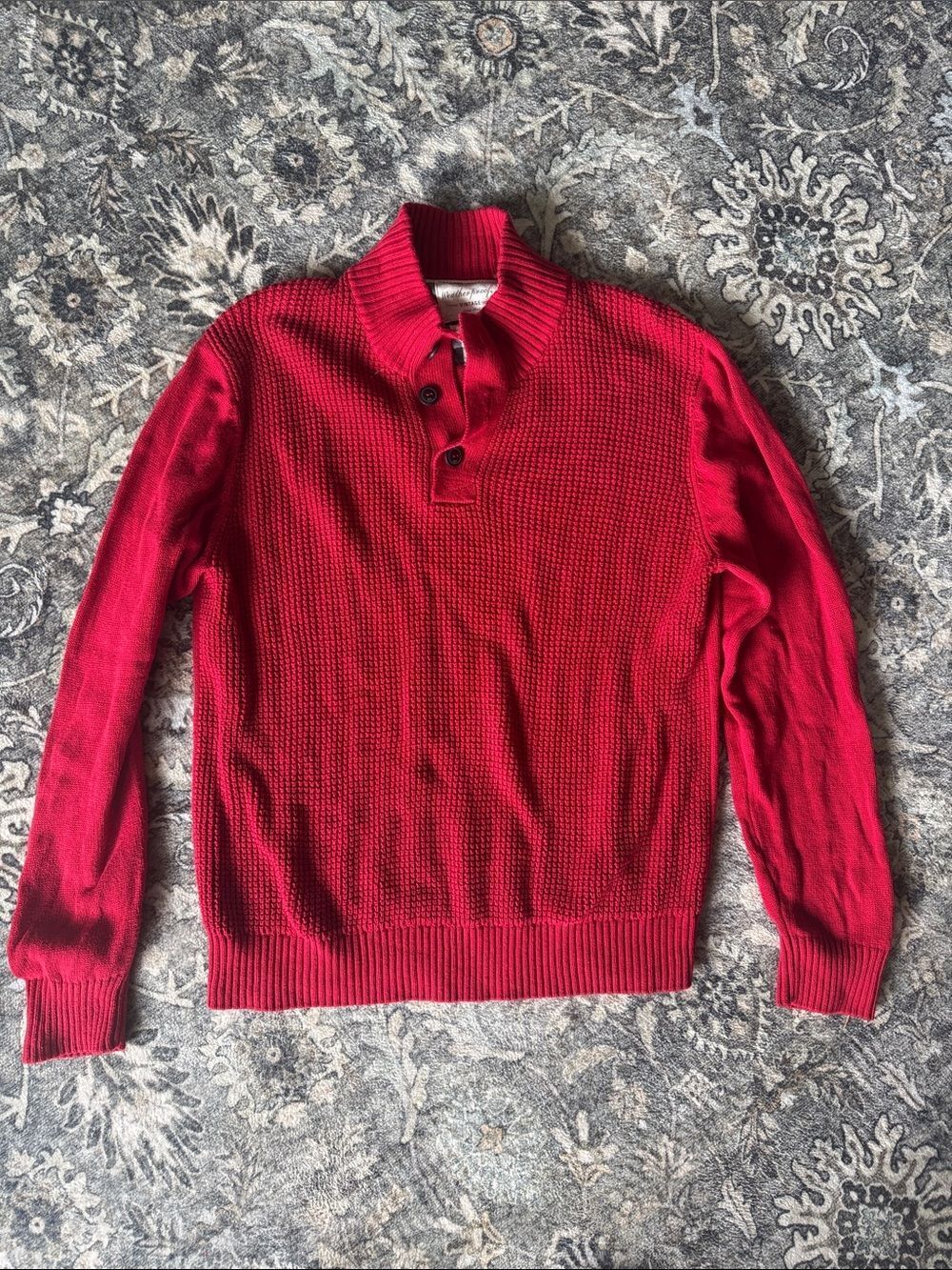 Weatherproof Men's Red Knit Button-Front Sweater